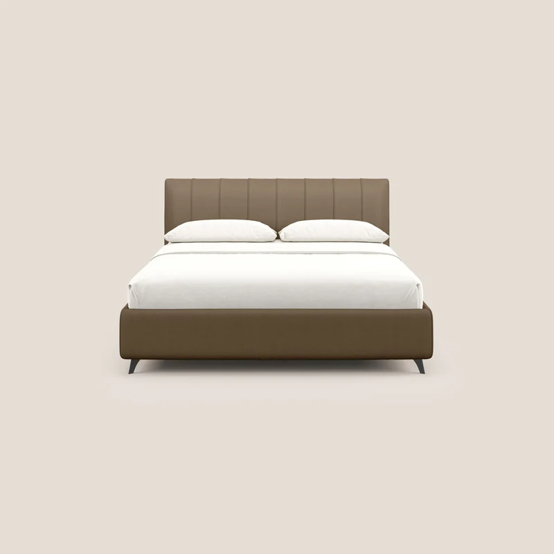 Bogart lit avec coffre rembourré complètement déhoussable en microfibre détachable T11 marron