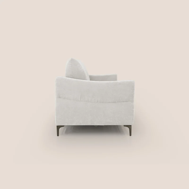 Dalia canapé convertible avec matelas H 18cm et pieds hauts en tissu détachable raffiné T17 blanc