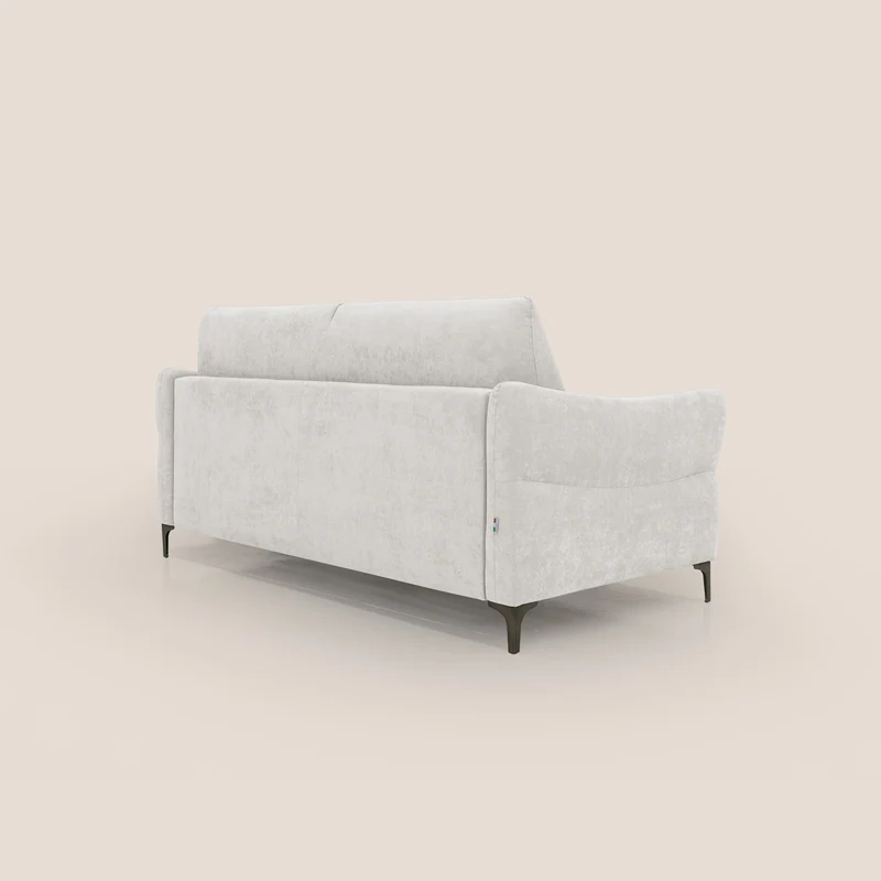 Dalia canapé convertible avec matelas H 18cm et pieds hauts en tissu détachable raffiné T17 blanc