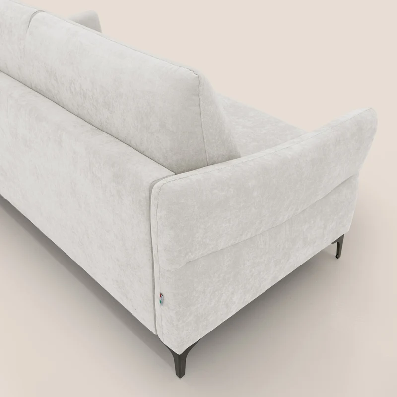 Dalia canapé convertible avec matelas H 18cm et pieds hauts en tissu détachable raffiné T17 blanc