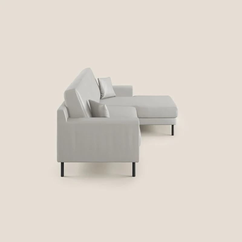 Uranio Canapé d'angle moderne réversible en simili cuir imperméable T04 gris clair