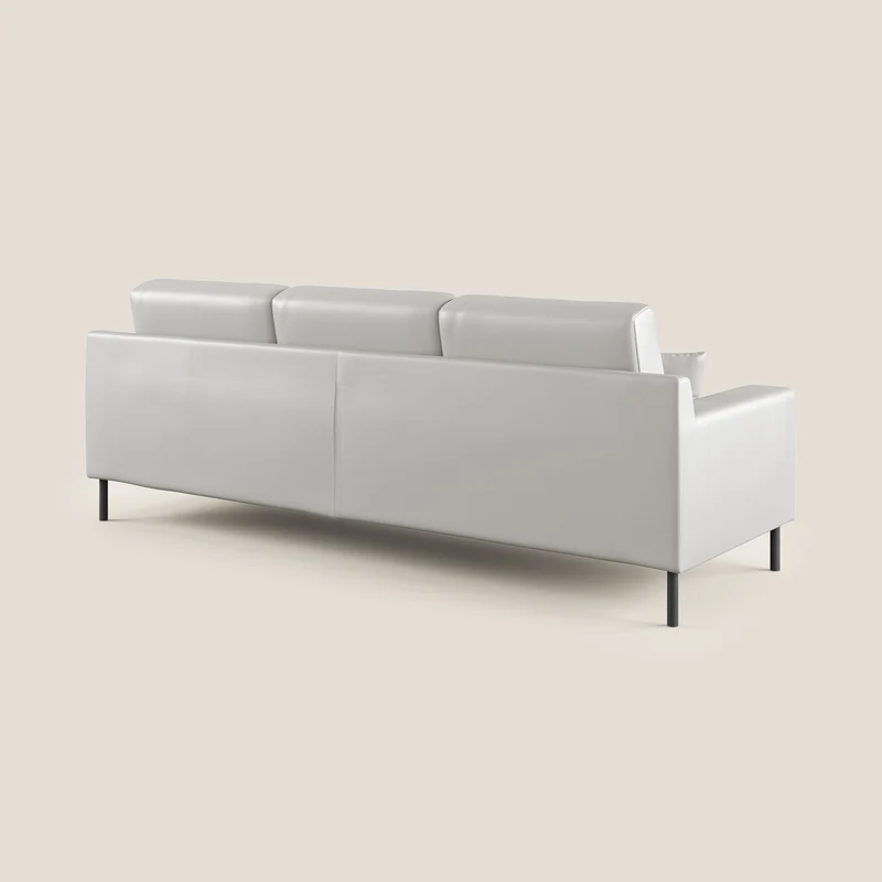Uranio Canapé d'angle moderne réversible en simili cuir imperméable T04 gris clair