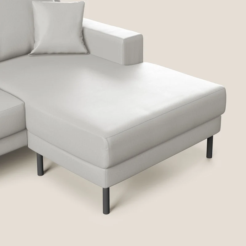 Uranio Canapé d'angle moderne réversible en simili cuir imperméable T04 gris clair