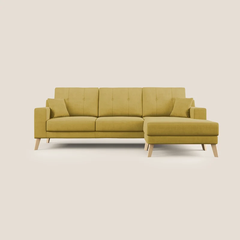Danish canapé d'angle moderne reversible en tissu doux imperméable T02 jaune