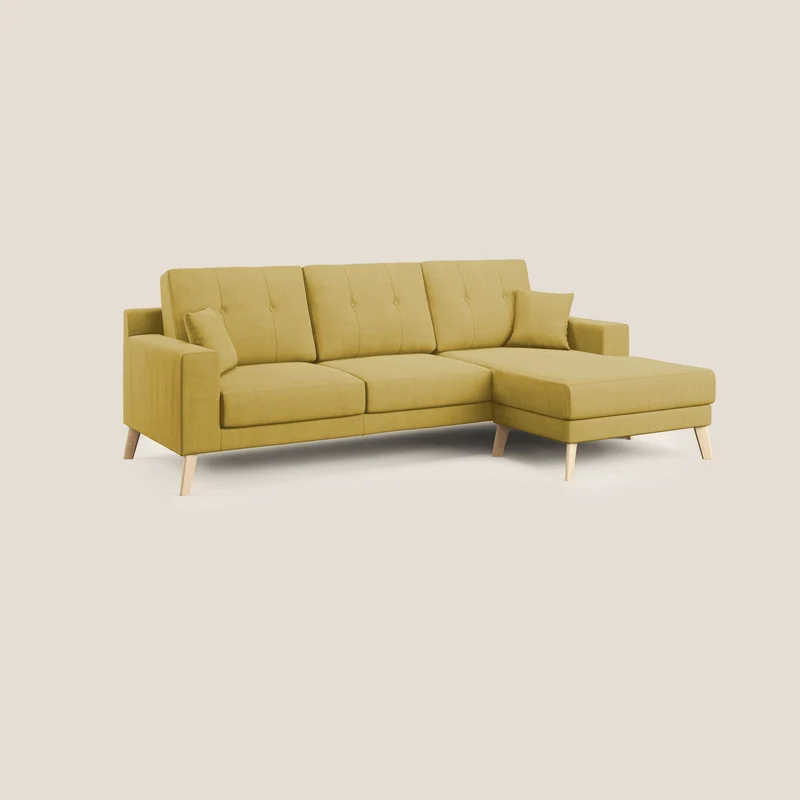Danish canapé d'angle moderne reversible en tissu doux imperméable T02 jaune