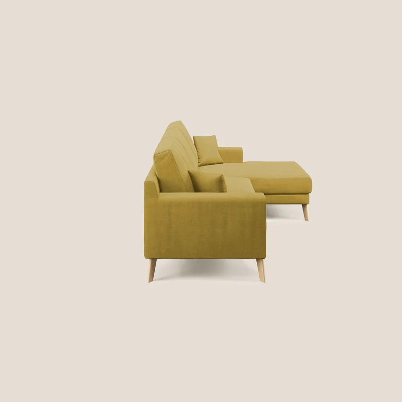 Danish canapé d'angle moderne reversible en tissu doux imperméable T02 jaune