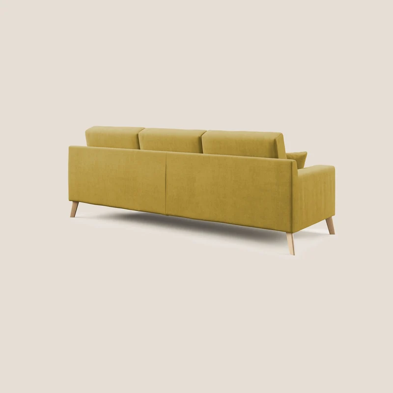 Danish canapé d'angle moderne reversible en tissu doux imperméable T02 jaune
