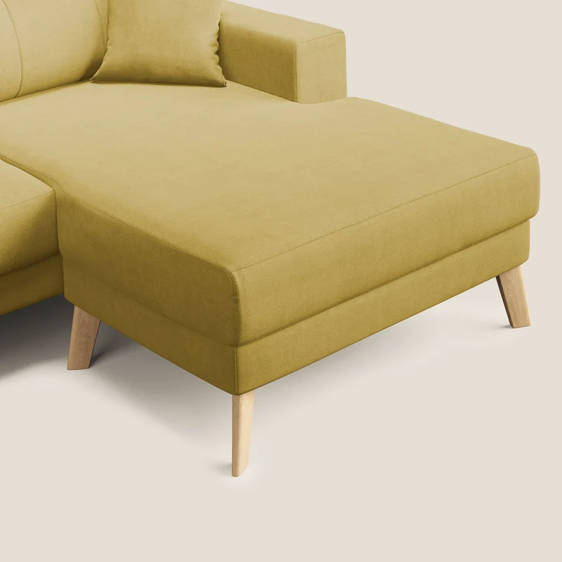 Danish canapé d'angle moderne reversible en tissu doux imperméable T02 jaune