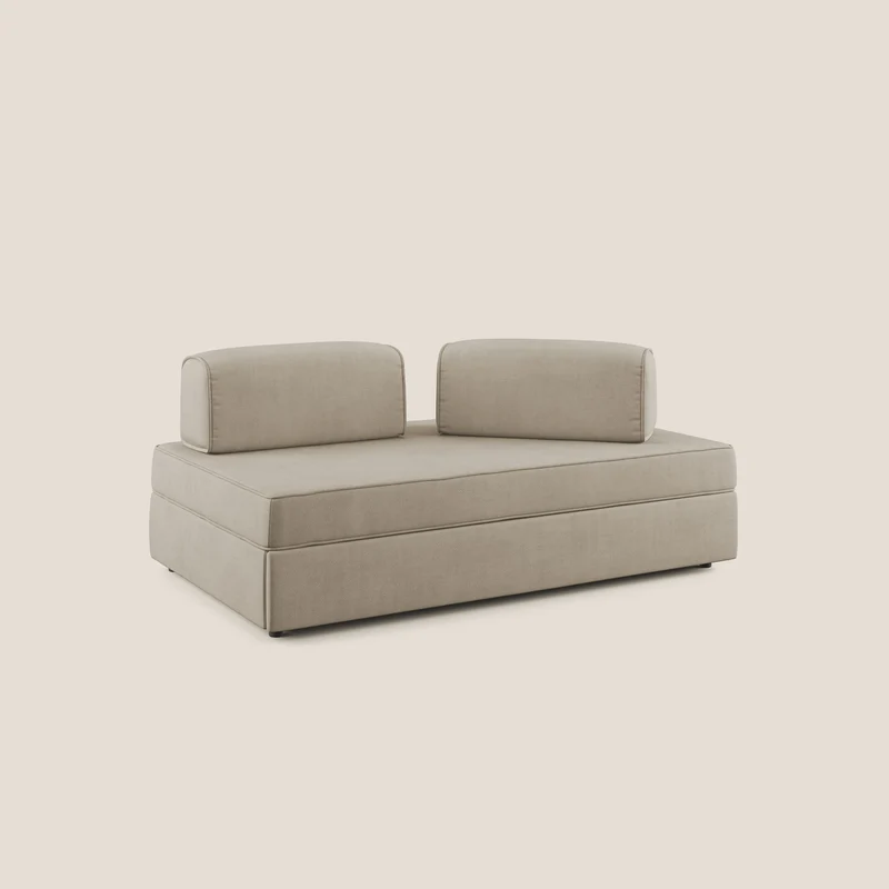 Liberty canapé avec pouf extractible et dossier amovible en tissu doux imperméable T02 beige