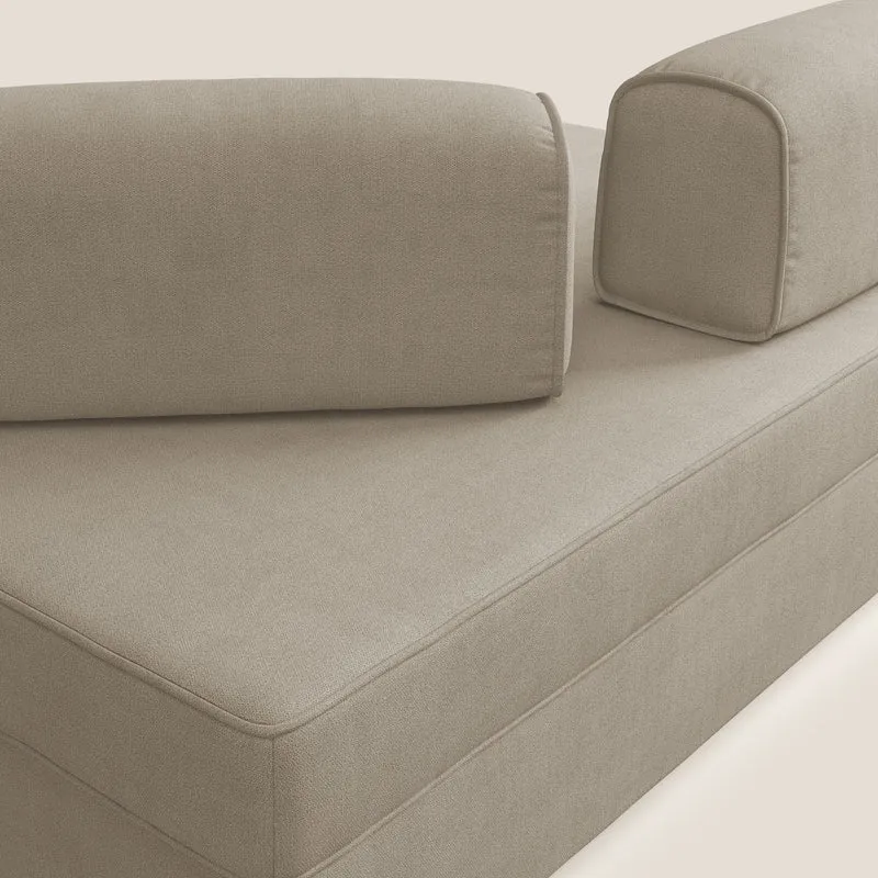 Liberty canapé avec pouf extractible et dossier amovible en tissu doux imperméable T02 beige