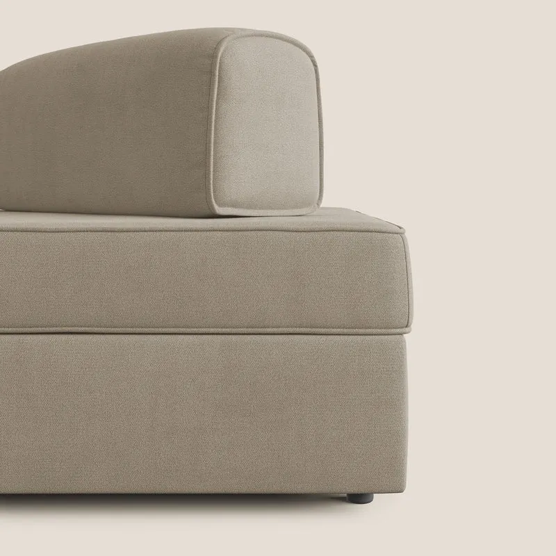 Liberty canapé avec pouf extractible et dossier amovible en tissu doux imperméable T02 beige