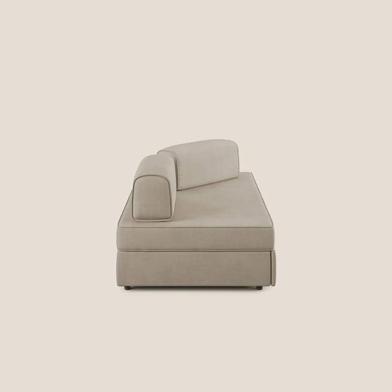 Liberty canapé avec pouf extractible et dossier amovible en tissu doux imperméable T02 beige
