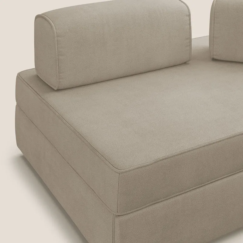 Liberty canapé avec pouf extractible et dossier amovible en tissu doux imperméable T02 beige