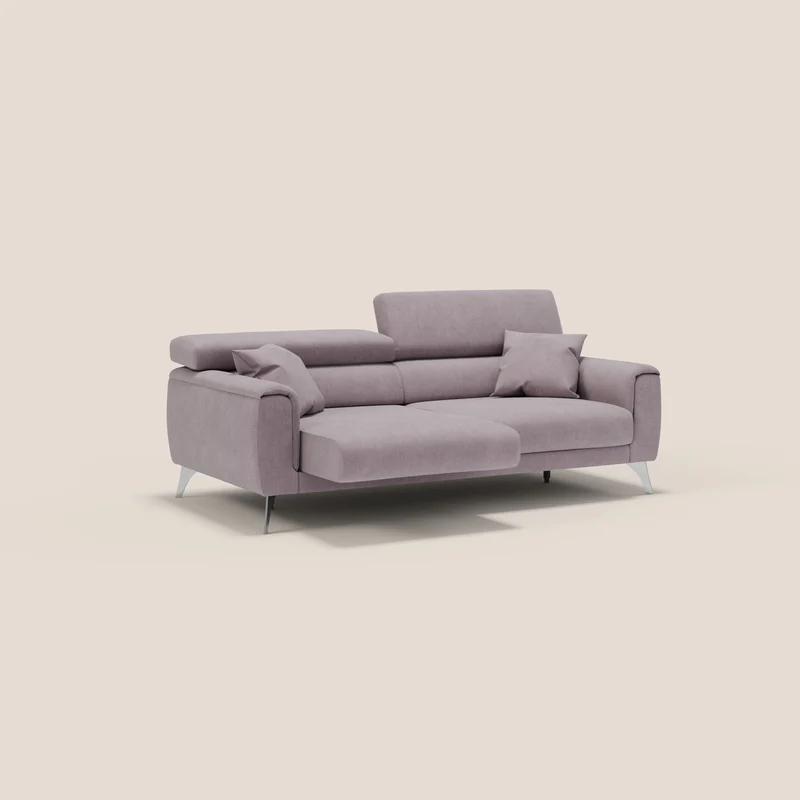 Caravaggio Canapé avec assises extensibles et têtières réglables en tissu imperméable T02 rose