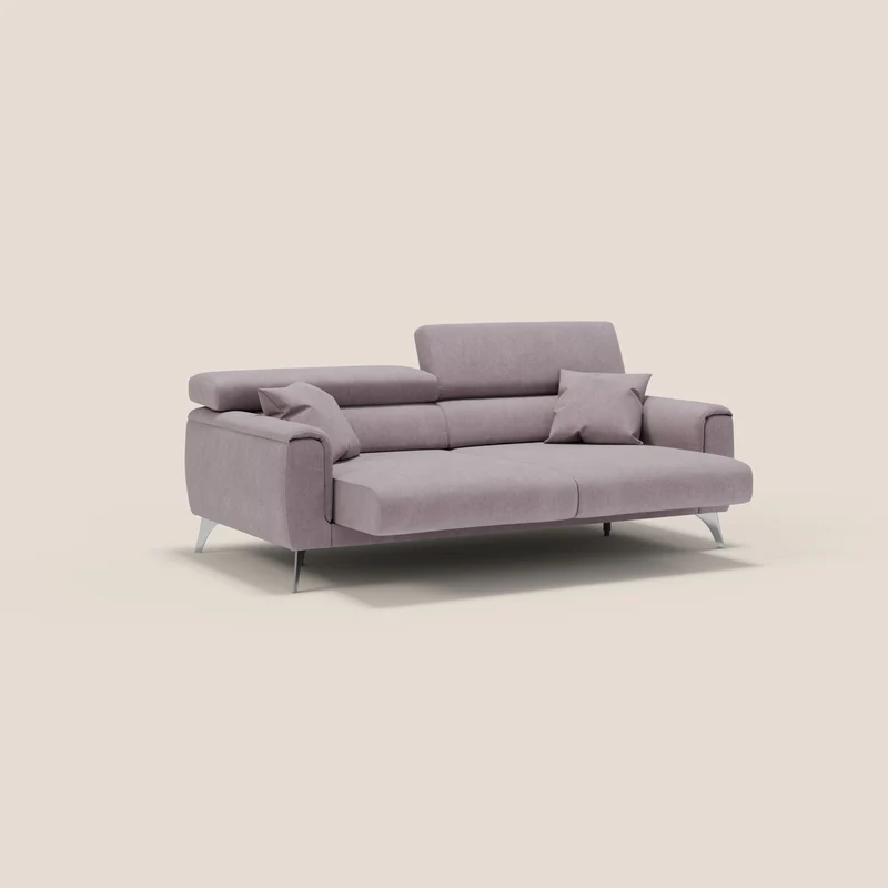 Caravaggio Canapé avec assises extensibles et têtières réglables en tissu imperméable T02 rose