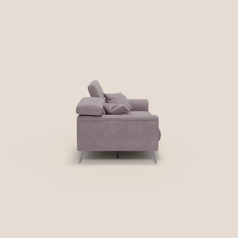 Caravaggio Canapé avec assises extensibles et têtières réglables en tissu imperméable T02 rose