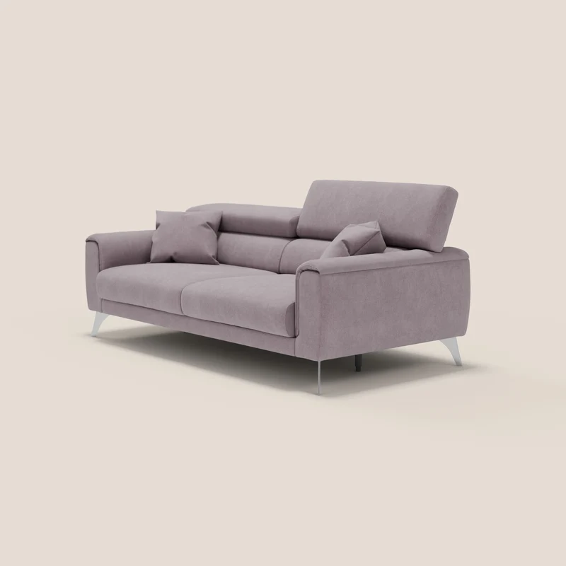 Caravaggio Canapé avec assises extensibles et têtières réglables en tissu imperméable T02 rose