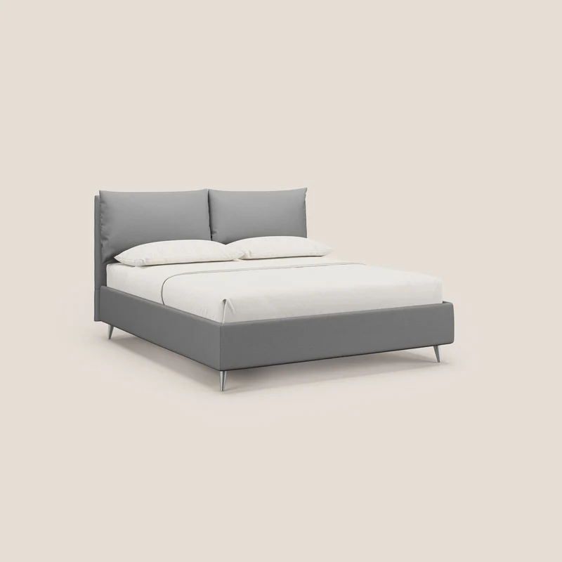 Elsa lit rembourré avec coffre de rangement en tissu détachable T05 gris
