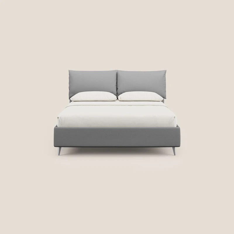 Elsa lit rembourré avec coffre de rangement en tissu détachable T05 gris