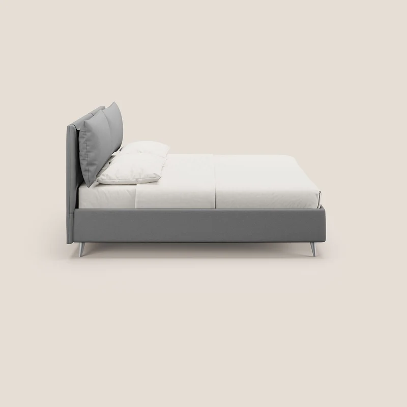 Elsa lit rembourré avec coffre de rangement en tissu détachable T05 gris