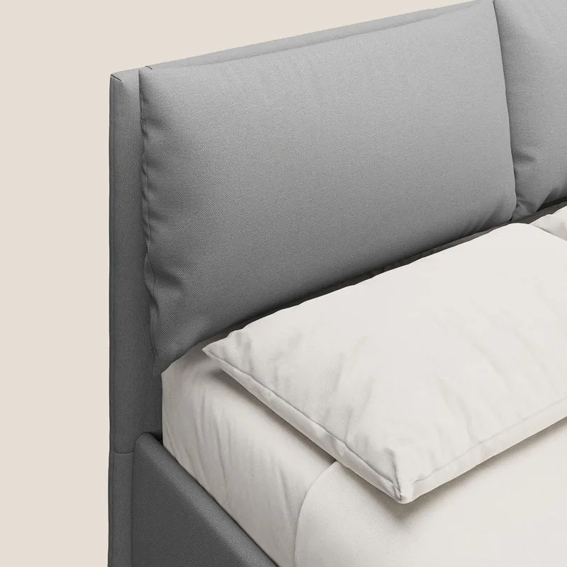 Elsa lit rembourré avec coffre de rangement en tissu détachable T05 gris