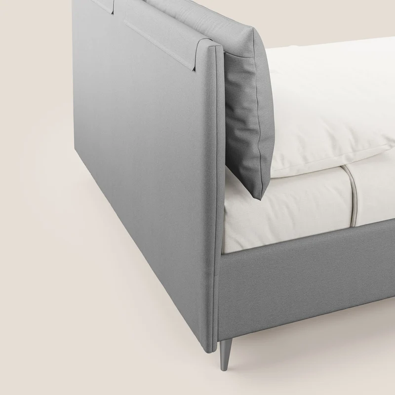 Elsa lit rembourré avec coffre de rangement en tissu détachable T05 gris