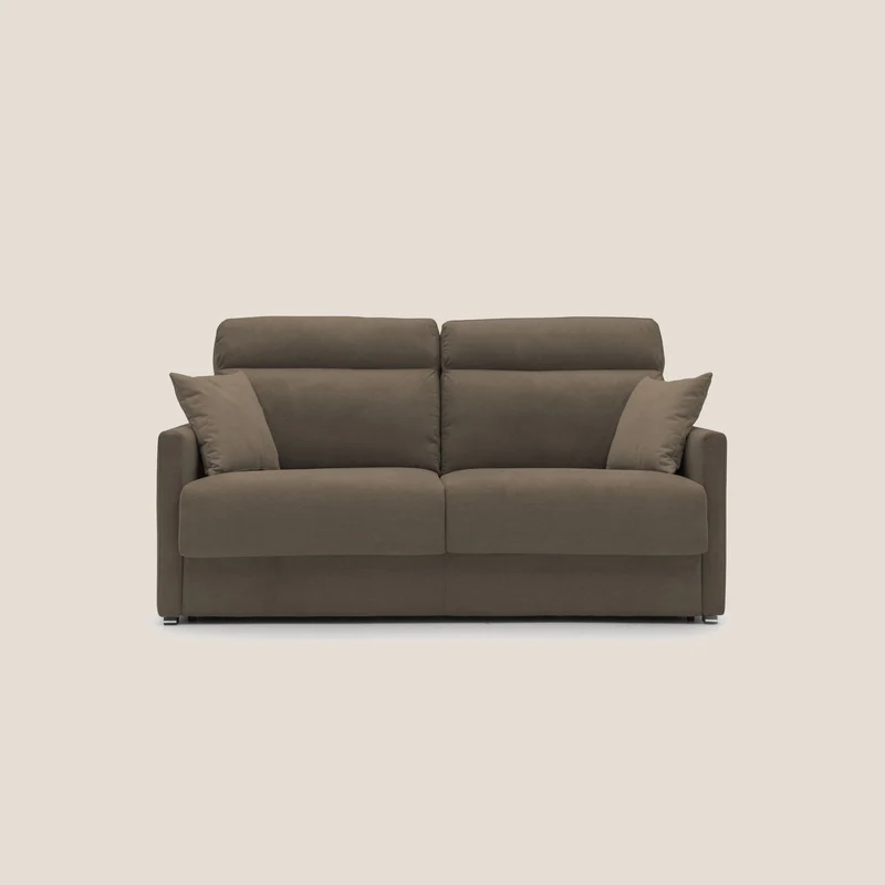 Margot canapé convertible au dossier haut et moelleux en tissu doux imperméable T02 marron