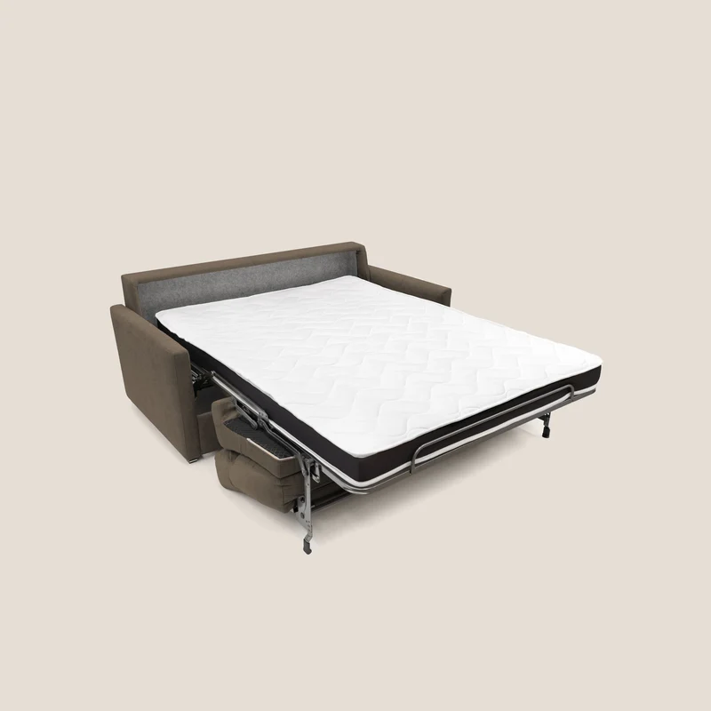 Margot canapé convertible au dossier haut et moelleux en tissu doux imperméable T02 marron