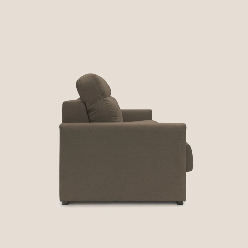 Margot canapé convertible au dossier haut et moelleux en tissu doux imperméable T02 marron