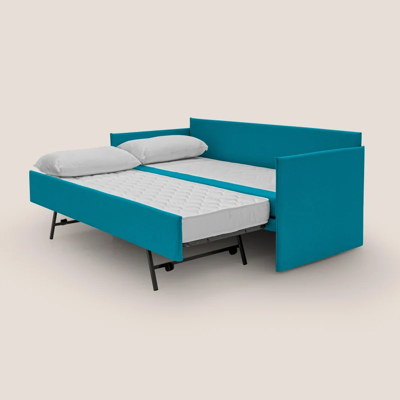 Brera Canapé duplex avec lits jumeaux et tissu effet coton imperméable T13 bleu clair