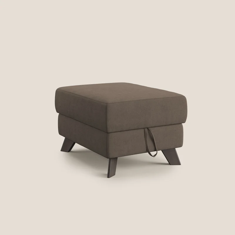 Moon Pouf coffre aux pieds hauts et tissu doux imperméable T02 marron