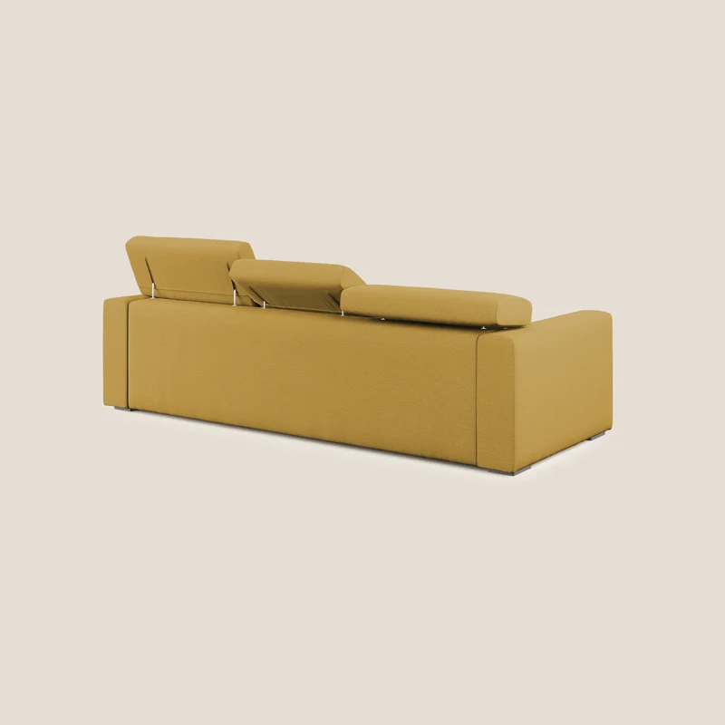 Canapé d'angle Dylan avec tiroir extractible en tissu flammé simili coton imperméable T19 jaune