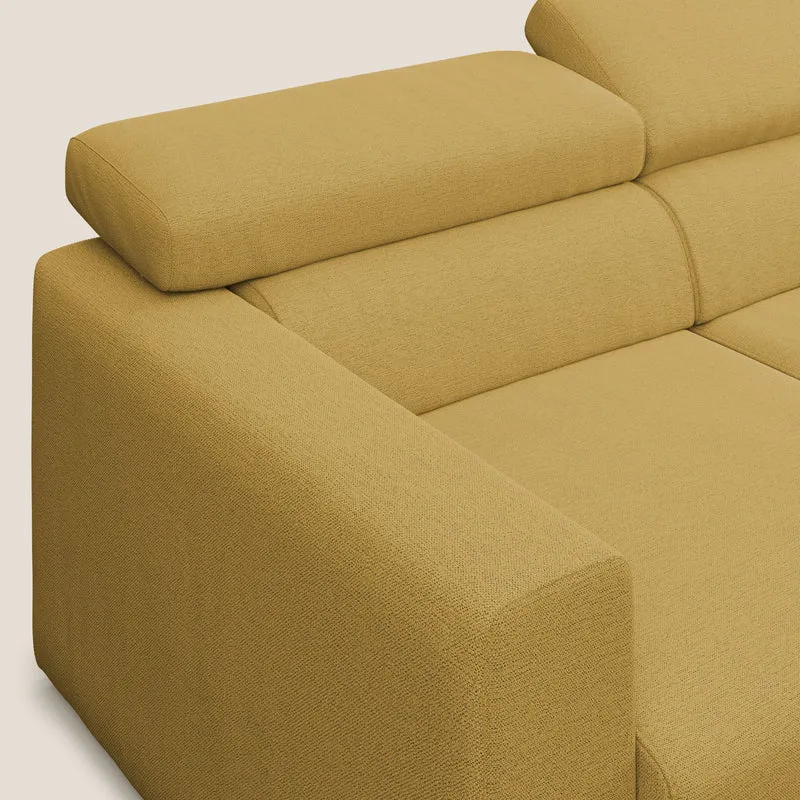 Canapé d'angle Dylan avec tiroir extractible en tissu flammé simili coton imperméable T19 jaune