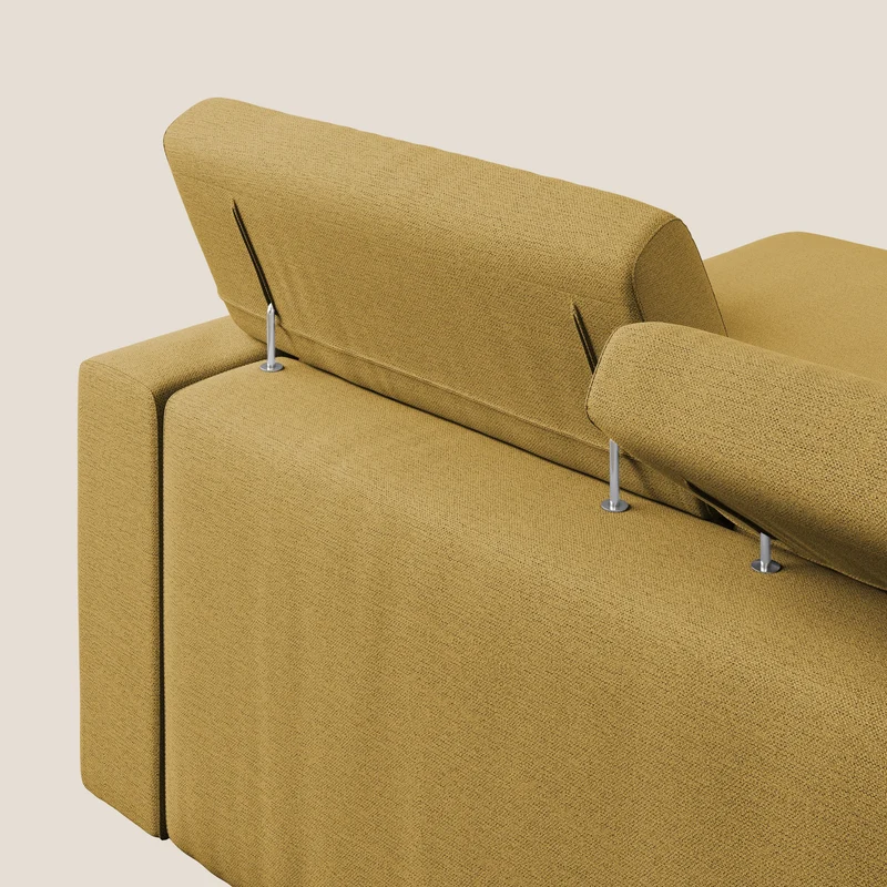 Canapé d'angle Dylan avec tiroir extractible en tissu flammé simili coton imperméable T19 jaune