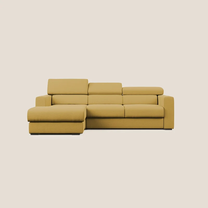 Canapé d'angle Dylan avec tiroir extractible en tissu flammé simili coton imperméable T19 jaune