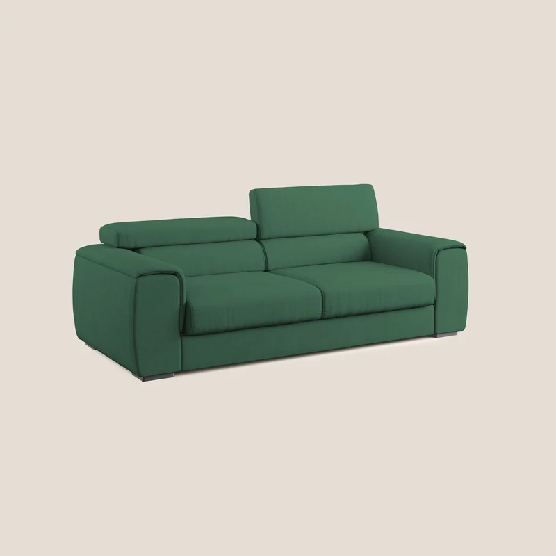 Zeno canapé linéaire avec pouf extractible en tissu doux imperméable T02 vert