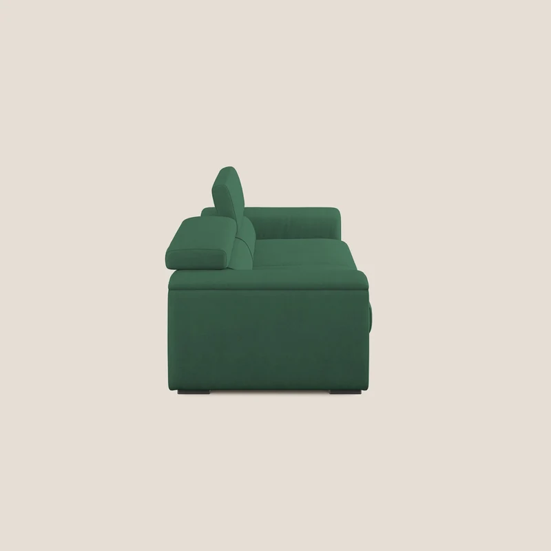 Zeno canapé linéaire avec pouf extractible en tissu doux imperméable T02 vert
