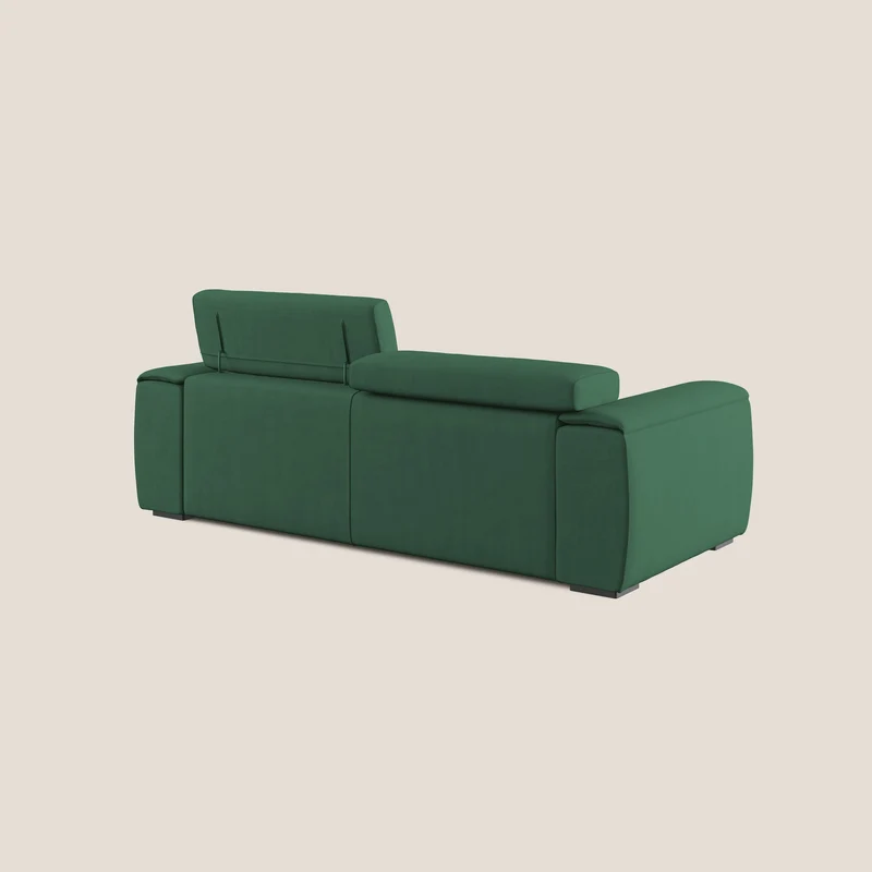 Zeno canapé linéaire avec pouf extractible en tissu doux imperméable T02 vert