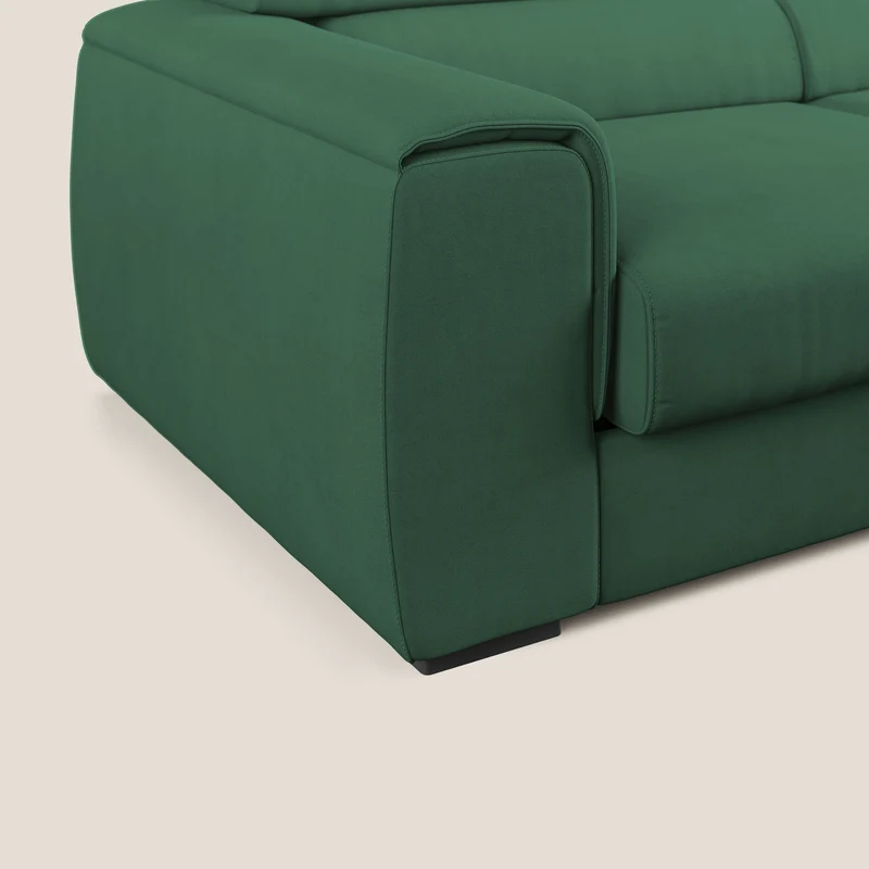 Zeno canapé linéaire avec pouf extractible en tissu doux imperméable T02 vert
