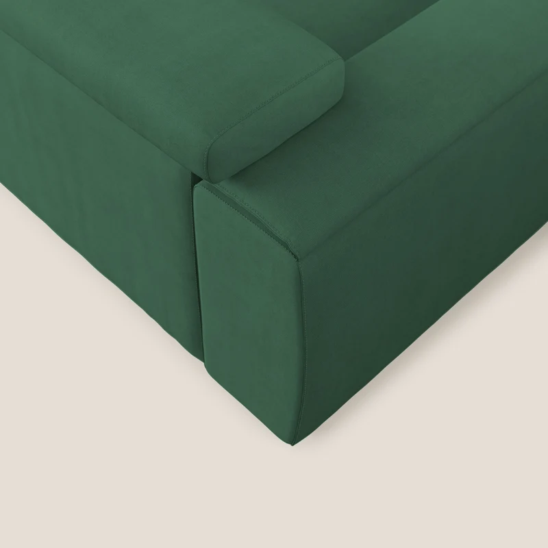 Zeno canapé linéaire avec pouf extractible en tissu doux imperméable T02 vert
