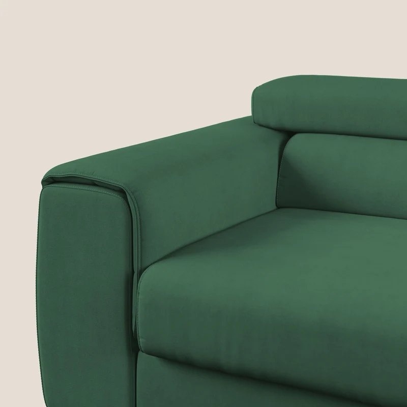 Zeno canapé linéaire avec pouf extractible en tissu doux imperméable T02 vert