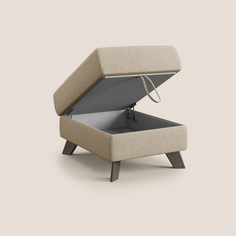 Moon Pouf coffre aux pieds hauts en tissu détachable avec l'eau T05 beige