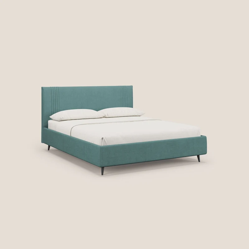Yvonne lit avec coffre en tissu doux imperméable T02 bleu canard