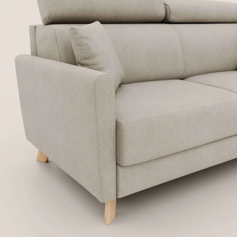 Francy canapé convertible avec têtières réglables en tissu détachable T17 crème