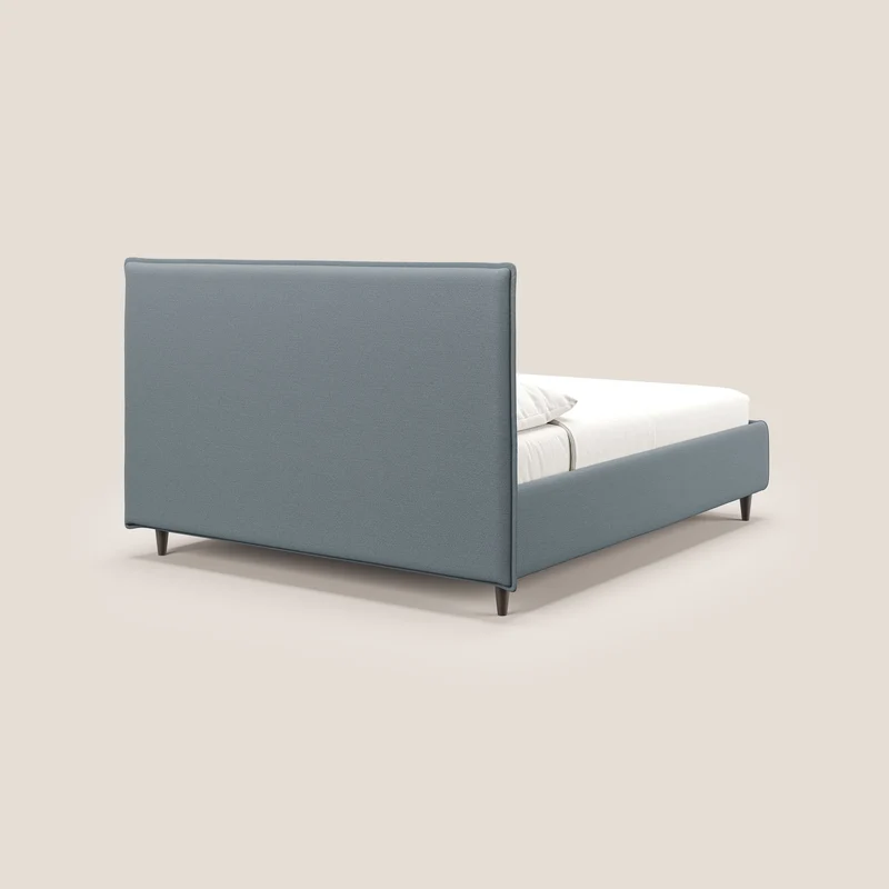 Hunter lit rembourré avec coffre déhoussable en tissu imperméable flammé T19 bleu gris