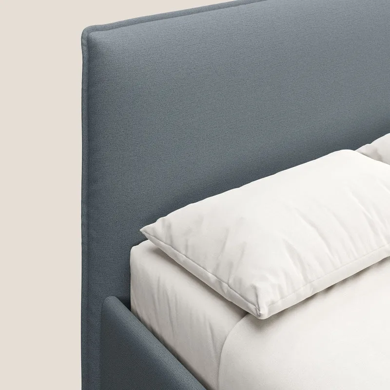 Hunter lit rembourré avec coffre déhoussable en tissu imperméable flammé T19 bleu gris