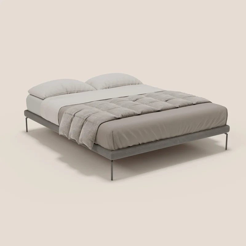 Ring sommier déhoussable avec pieds H 24cm en tissu imperméable T14 gris