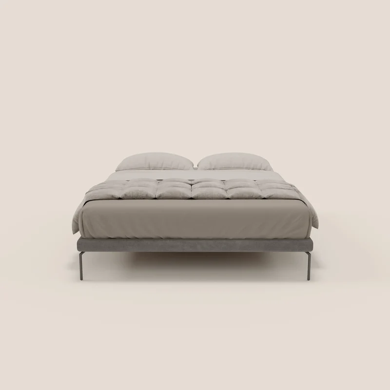Ring sommier déhoussable avec pieds H 24cm en tissu imperméable T14 gris
