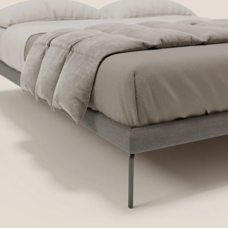 Ring sommier déhoussable avec pieds H 24cm en tissu imperméable T14 gris