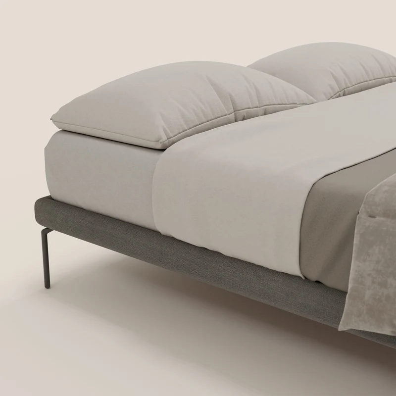 Ring sommier déhoussable avec pieds H 24cm en tissu imperméable T14 gris